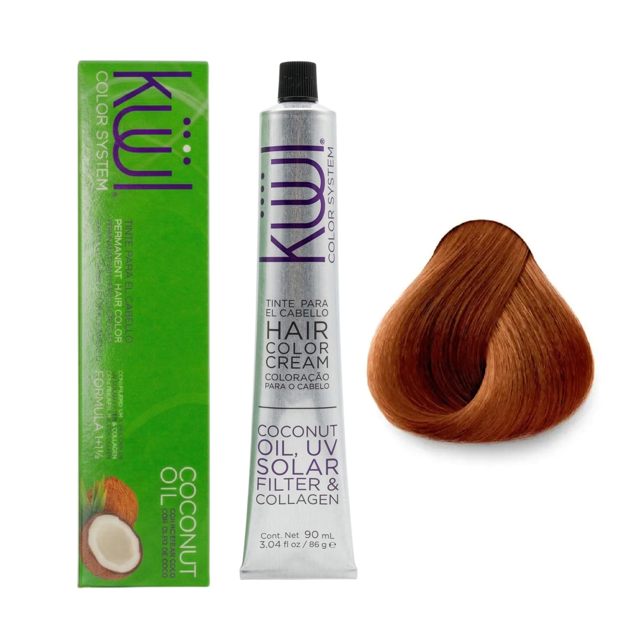 Hair Dye Color 7.44 Deep Copper Blonde - Hair Color Cream 3.04 fl oz 90 ml