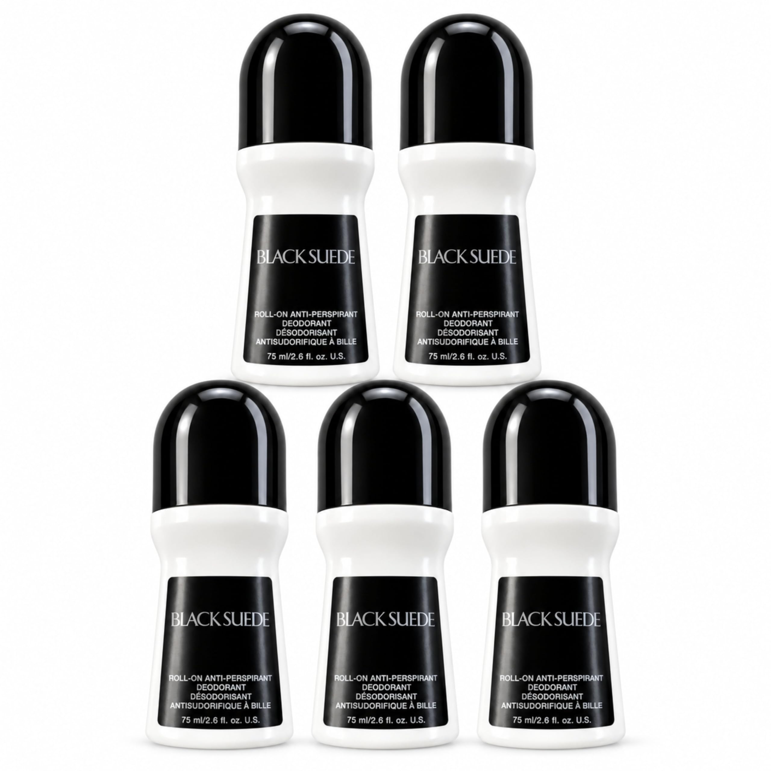 Black Suede Roll-On Antiperspirant Deodorant - Pack of 5 - 2.6 Fl Oz Each