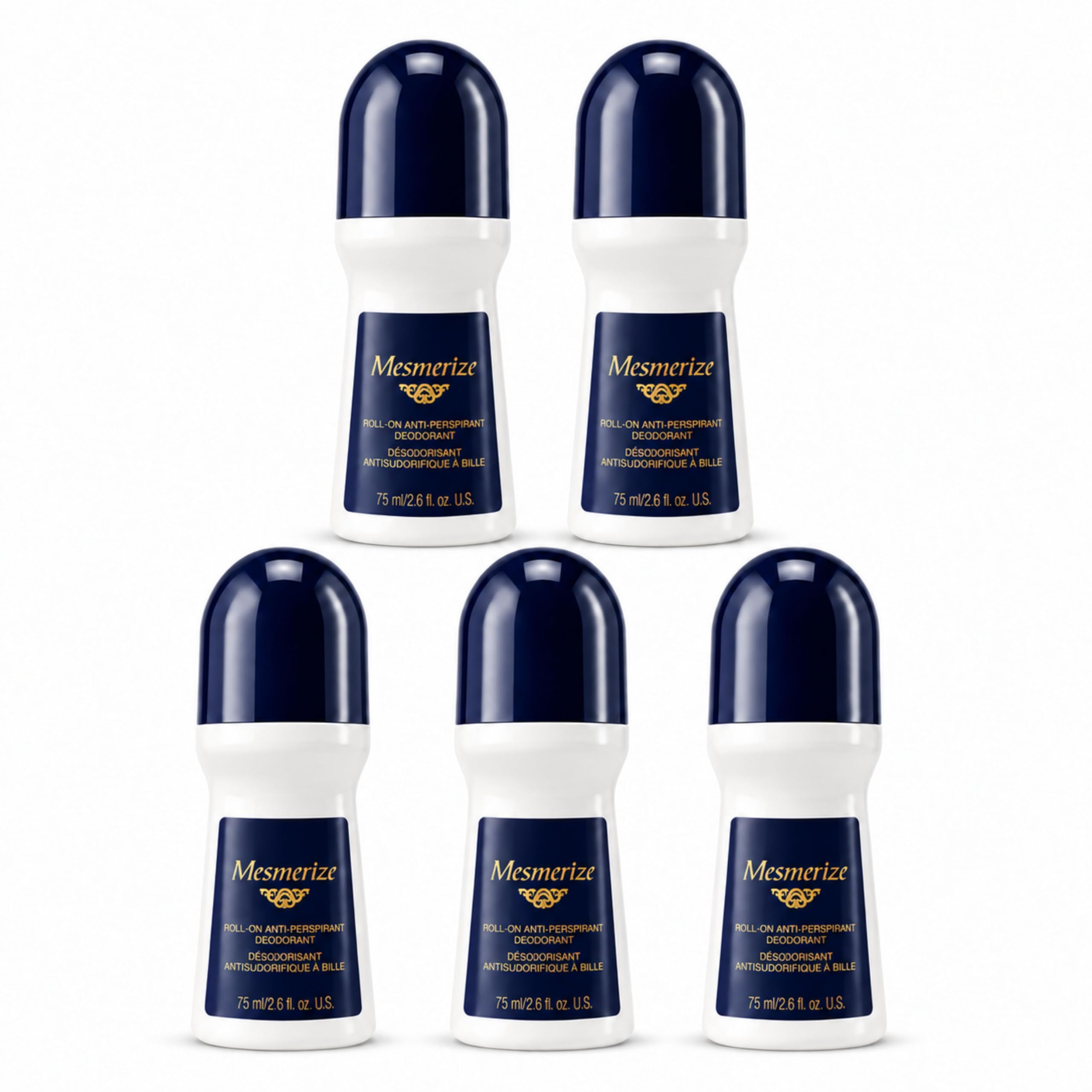 Mesmerize Roll-On Antiperspirant Deodorant for Men - Pack of 5 - 2.6 Fl Oz Each