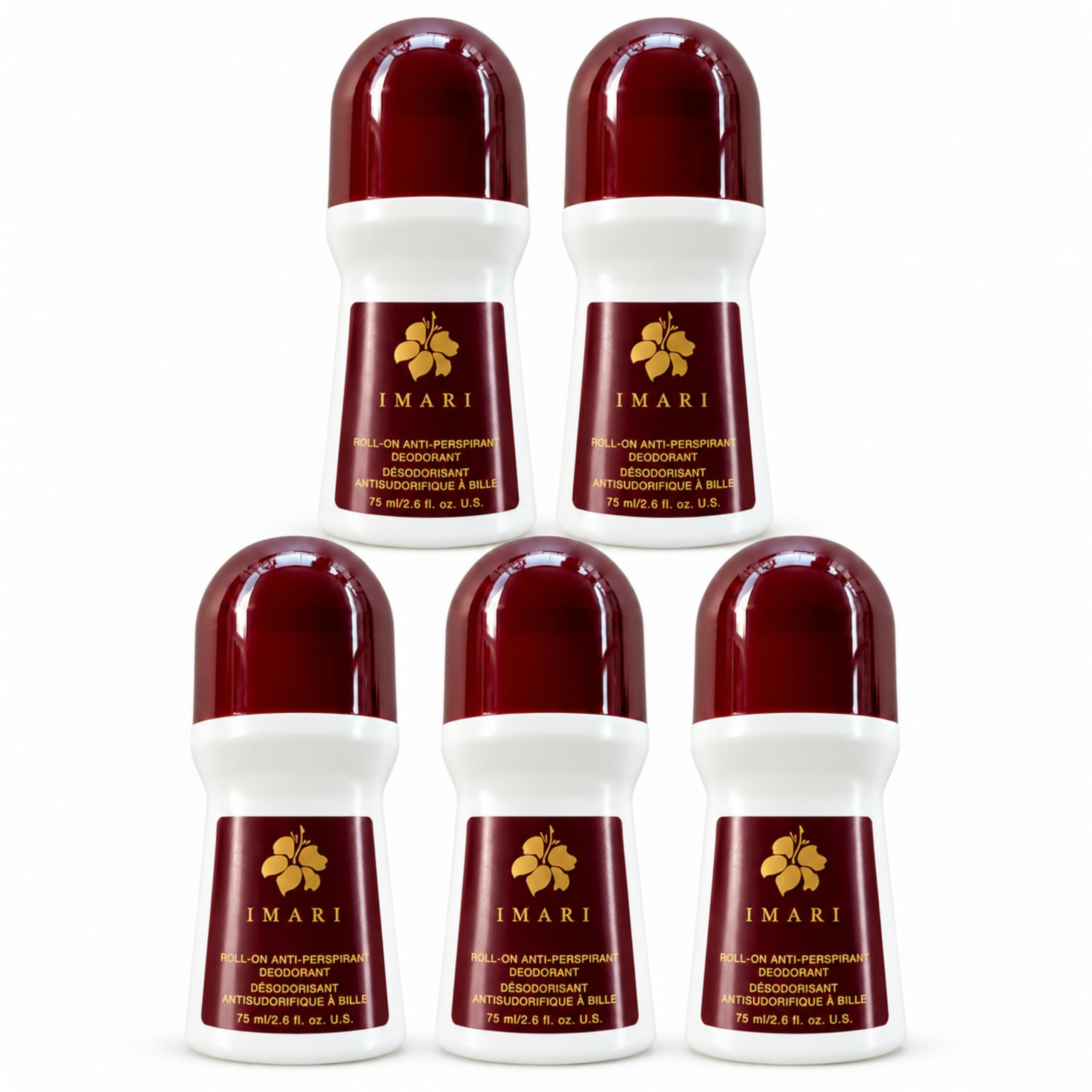 Roll-On Antiperspirant Deodorant - Floral and Warm Fragrance - Set of 5 - 2.6 Fl Oz Each